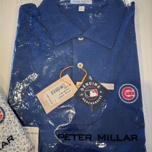 BNWT Peter Millar Royal Blue Polo Shirt w Chicago Cubs Logo